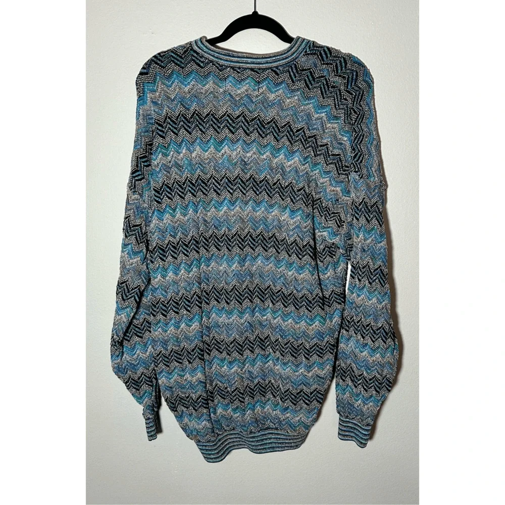 Vintage Tundra Canada Sweater Coogi Style Y2K Knit  Blue & Gray Sz L